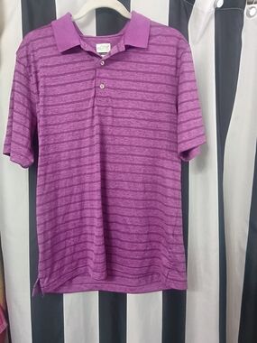 Greg Norman Collection Purple Striped Polo